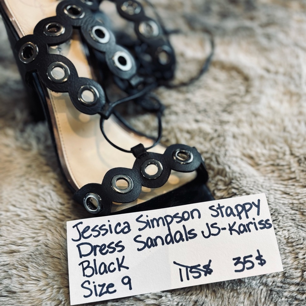 Jessica Simpson Black Eyelet Strappy Sandals